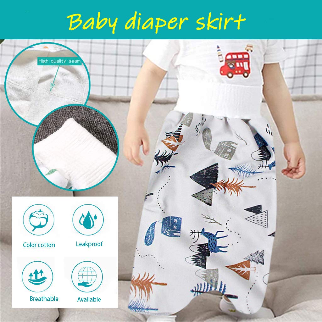 7-Dreamland Waterproof Diaper Skirt Potty Traning Pants 2 Pack,Upgraded bedwetting Skirt Underwear for Girls,Made of Breathable Cotton 4-8T