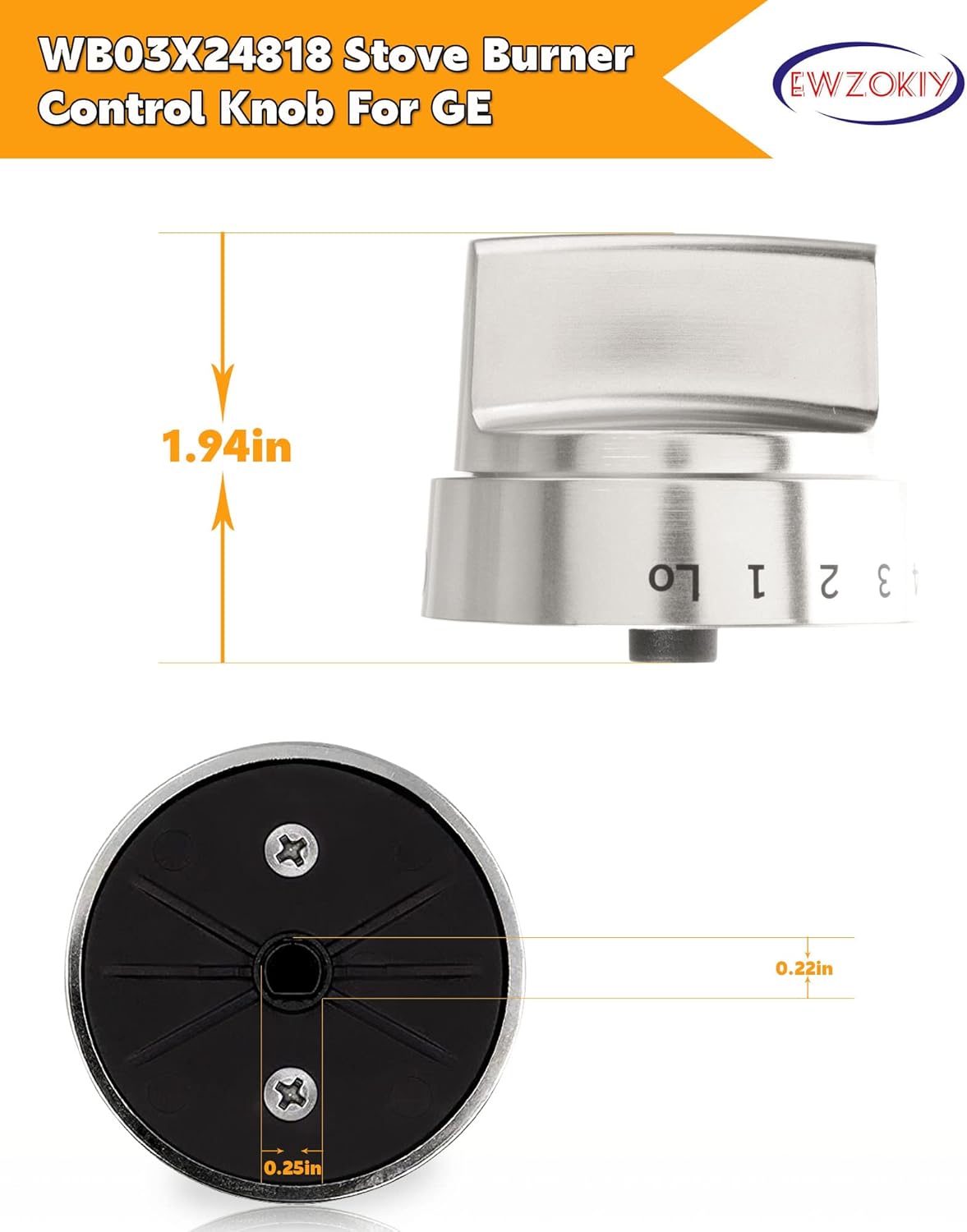 Upgraded WB03X24818 Range Burner Knob Compatible GE Gas Stove Knobs Replaces PS11729081 AP5989029 4363588 (2 Pack)
