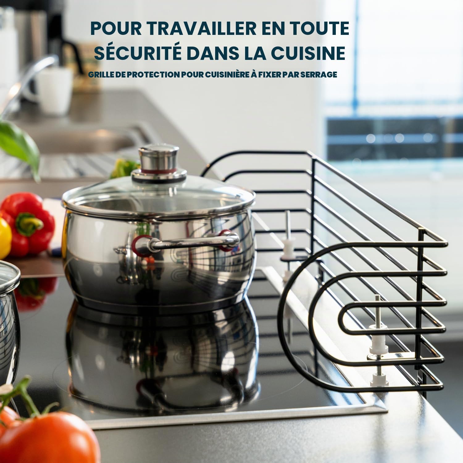 bremermann Barrière de protection à clipser pour cuisinières jusqu'à 60 cm de large (noir)