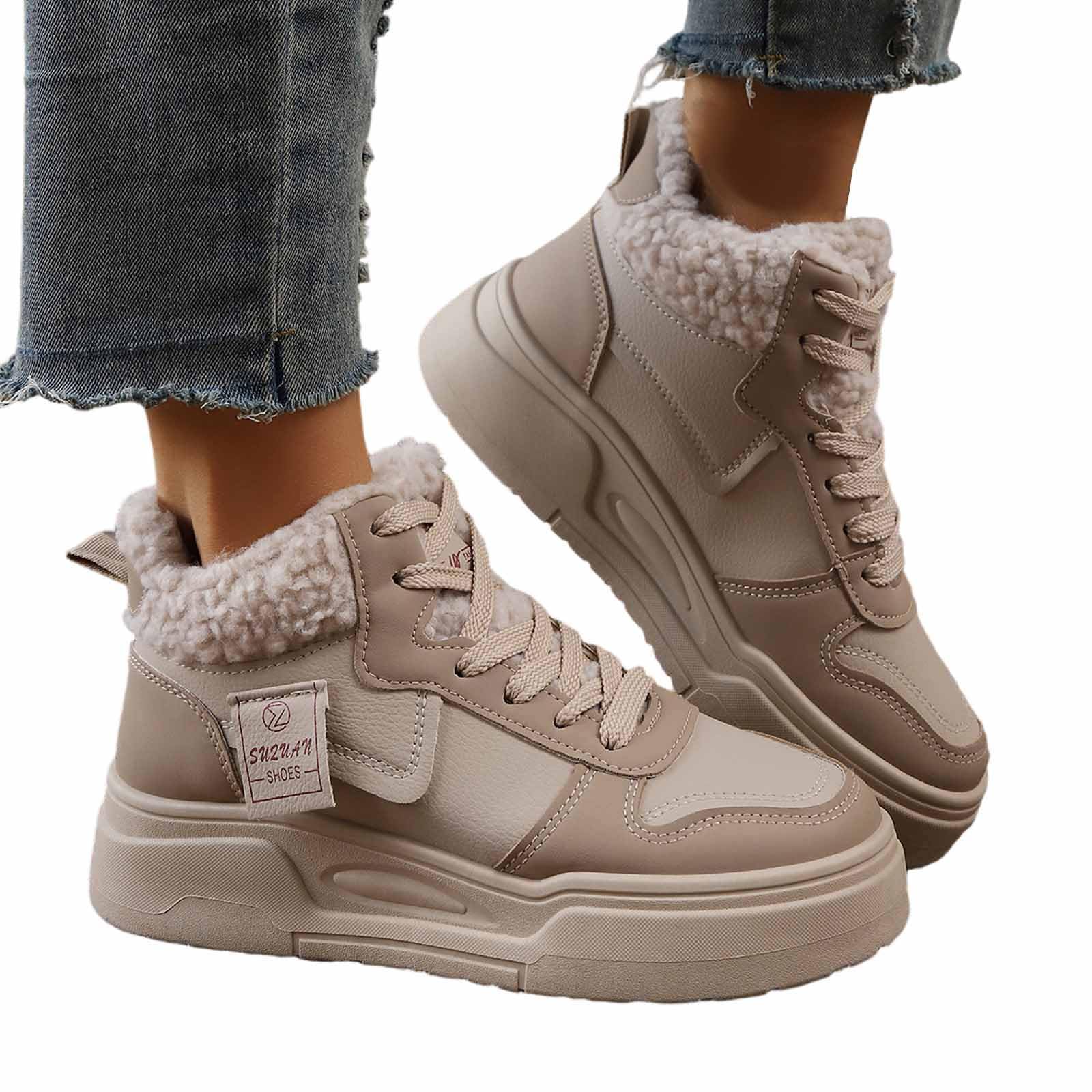 Bottes de Neige Femme Fourrées Bottes Femme Hiver Chaudes Antidérapantes Basket Montante Plateforme Bottine Botte de Neige Confort Chaussure Hiver Imperméable Snow Boots Bottines Chaussures Randonnée
