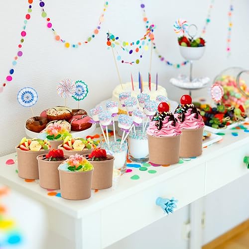 Vista 6 de Honeydak 100 tazas de helado desechables de papel, cuencos de papel kraft, sopa fría caliente, aperitivos, yogur, postre, tazas pequeñas