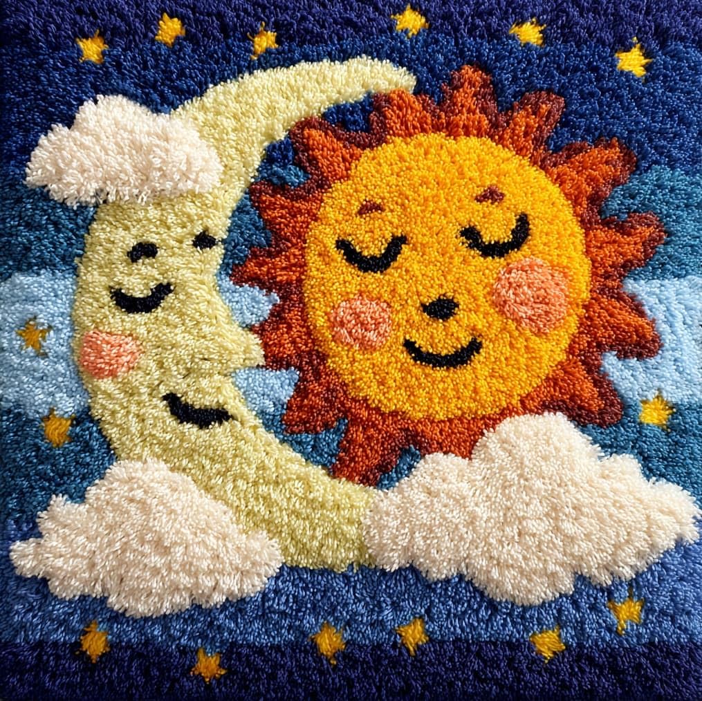 AxiangziK Latch Hook Pillow Making Kit 43x43cm,Cartoon Moon