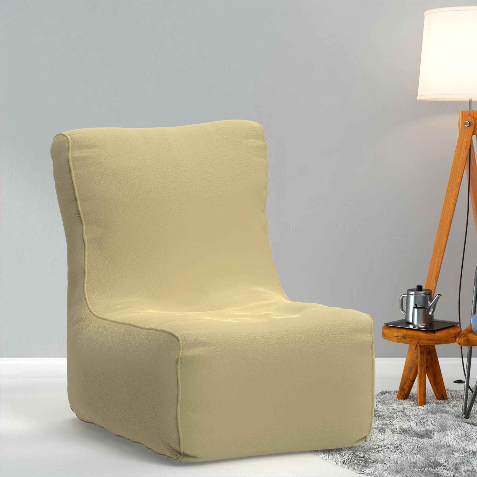Bean Bag Chair Cover | Size: 2XL | Color: Cream | Without Beans | Premium Leatherette Cover (CMF 1409)-image-14