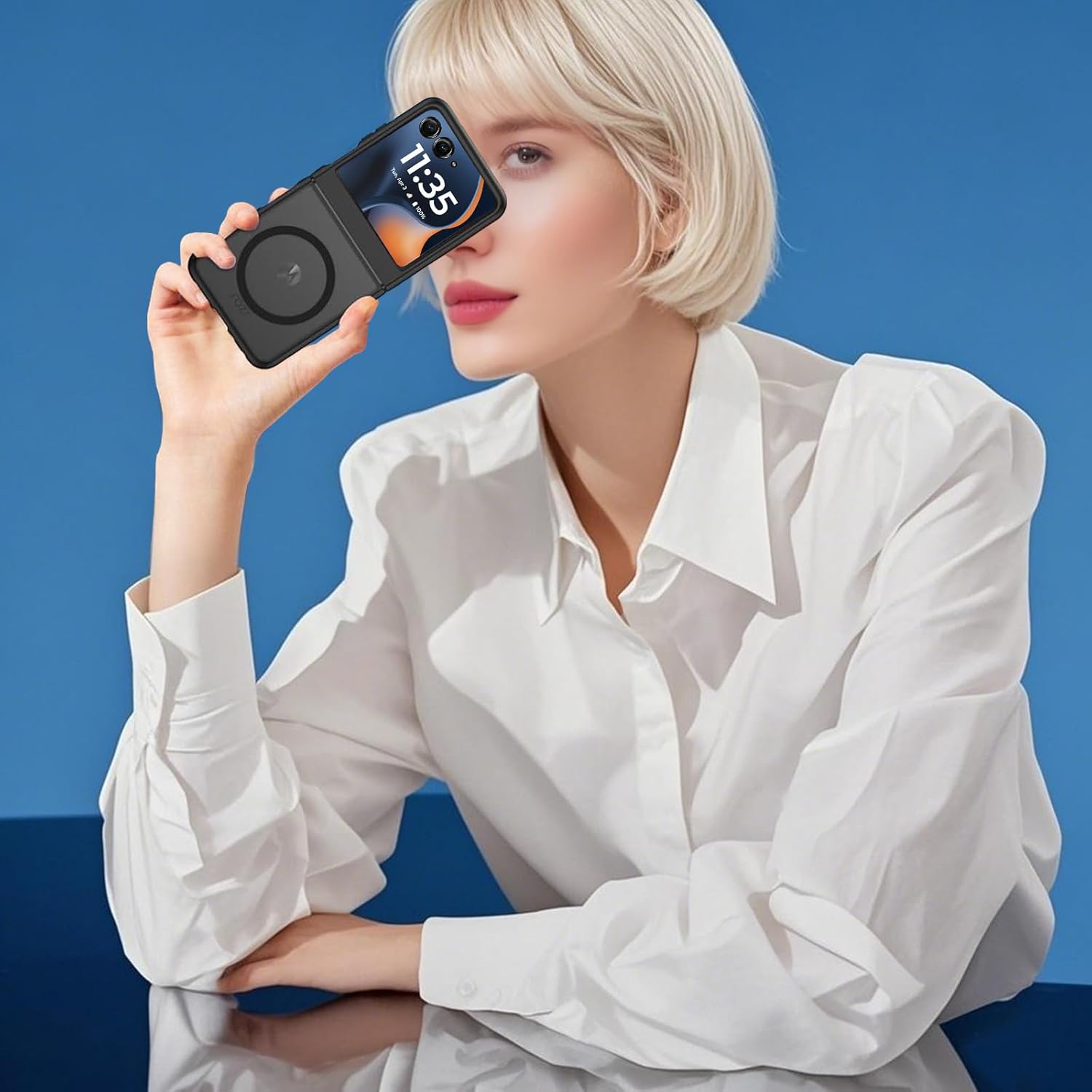 AFENGBOX for Motorola Razr 2025 Magnetic Case,Moto Razr 2025 Phone Case Compatible with Magsafe,Slim Thin Shockproof Protective Cover with Screen Protector for Motorola Razr 2025,Dark Blue - Image 6