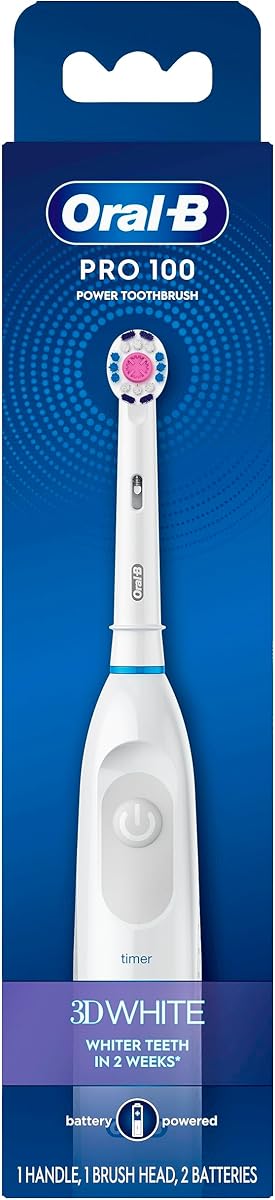 Oral-B Pro 100 3D White, Cepillo de dientes eléctrico a batería, Blanco