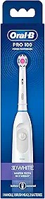 Oral-B Escova de dentes elétrica Pro 100 3D branca, alimentada por bateria, branca