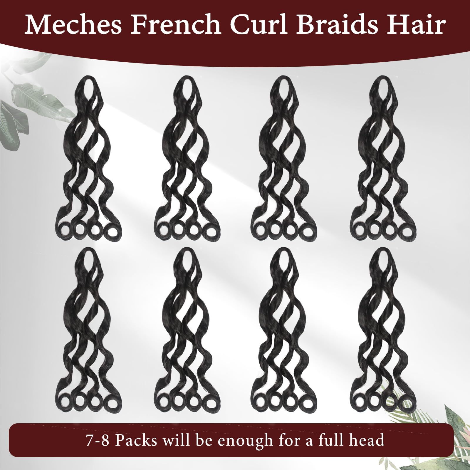 French Curl Braiding Hair 8 Packs 24 Inch Pre Stretched French Curl Braids Loose Wavy Spanish Curly Hair Ends Synthetic Crochet Braids Hair Extensions for Women (8 Packs, 24 Inch, 1B#)