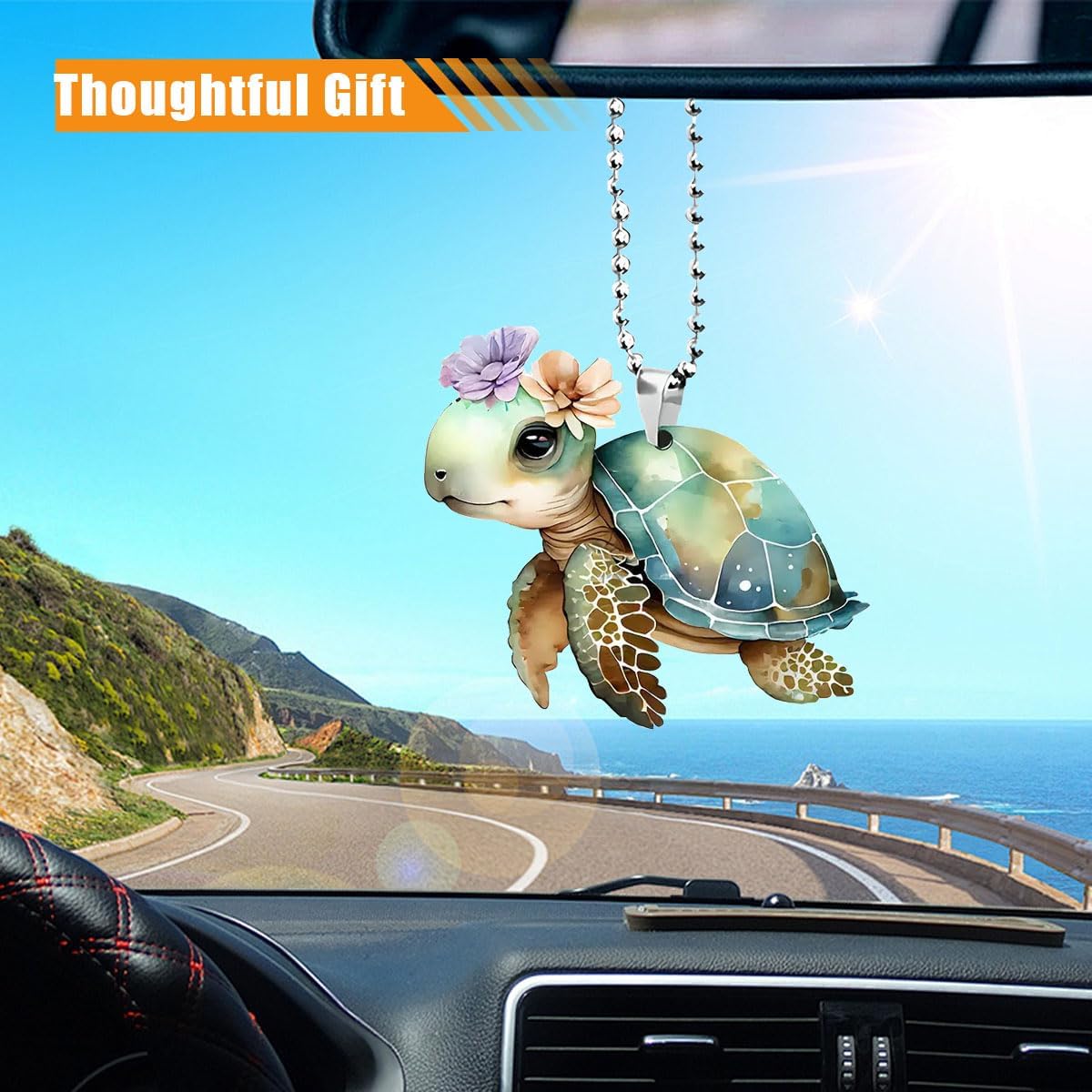 GLSOWEE Car Mirror Hanging Accessories - Cute Car Rear View Mirror Charm, Garden Hanging Pendant for Home Decoration, Multiple Occasions (Green Turtle) image 5