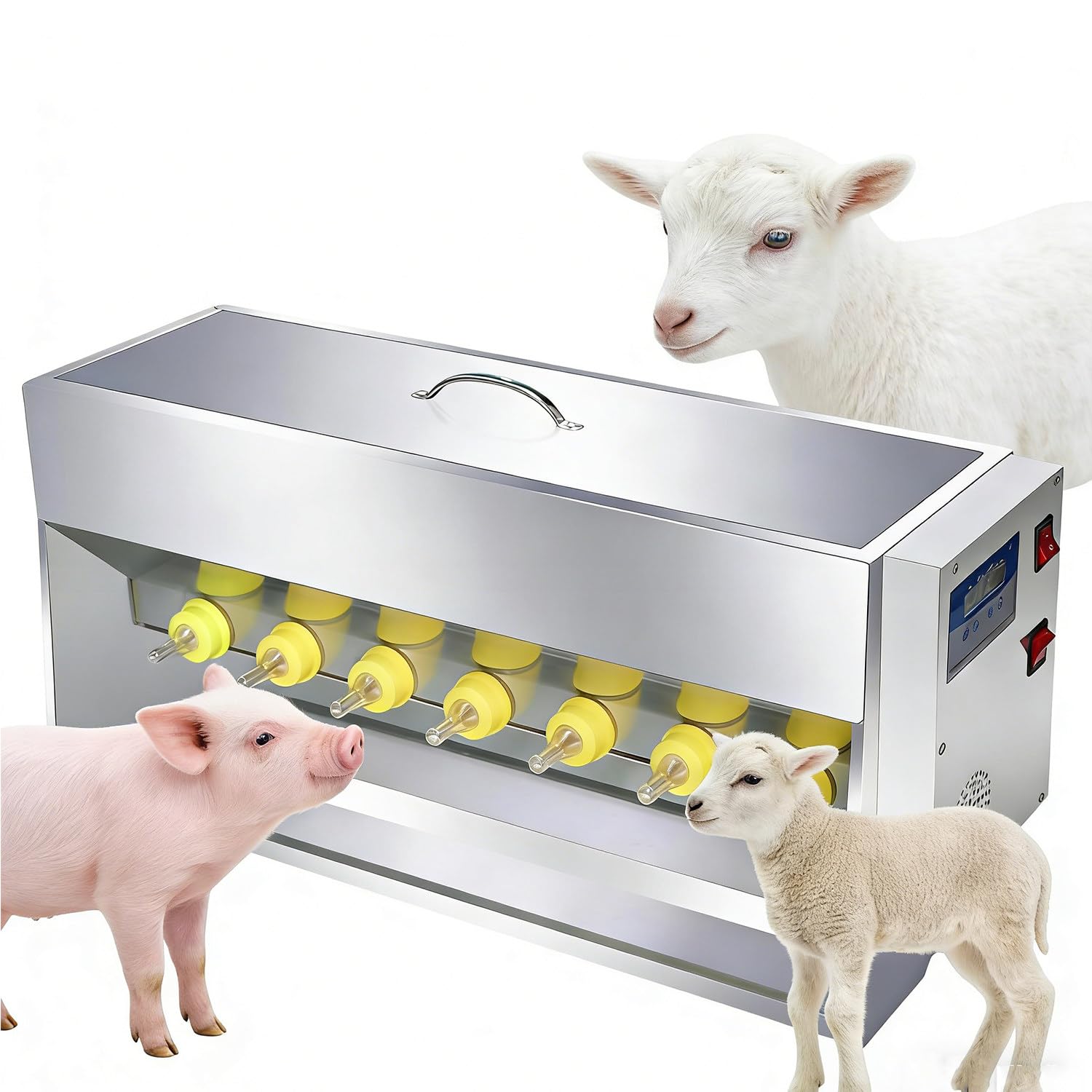 YXYLJOZ Automatic Piglet Milk Feeder 20L, 14 Nipples with Sound Source - Constant Temperature & Stirring, Prevents Waste, Promotes Survival Growth (10nipples)