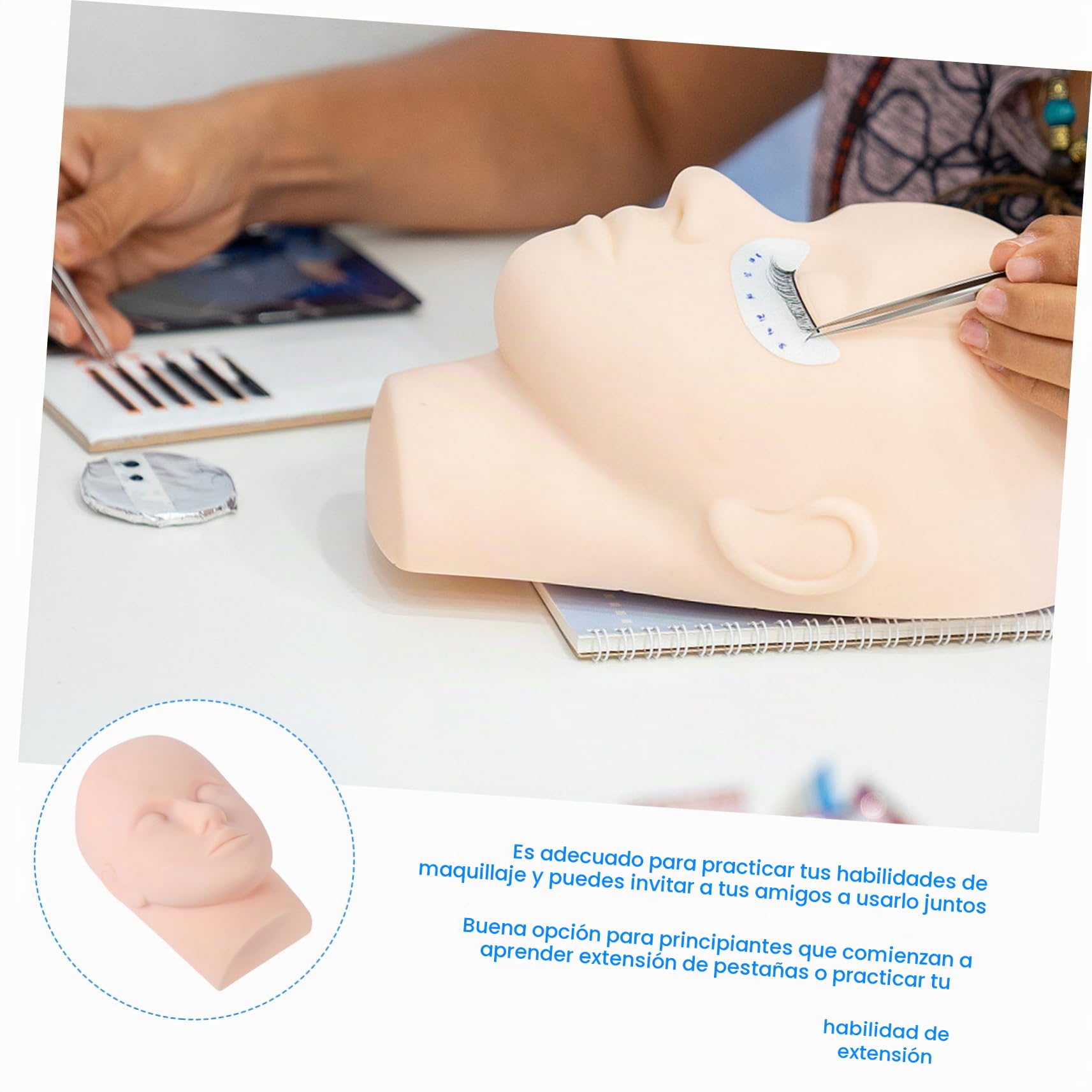 Maniquí De Práctica Para Maquillaje y Extensiones De Pestañas Cabeza De Cosmetología Para Entrenamiento Para Práctica De Maquillaje y Masaje Facial