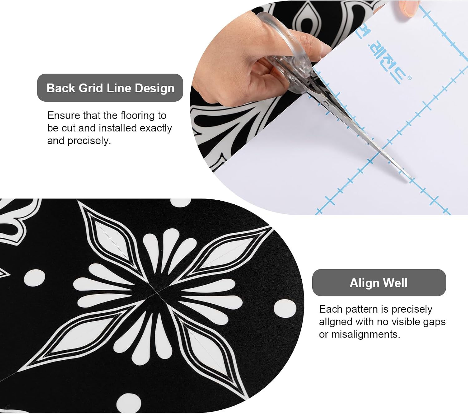 Dureidos Peel and Stick Floor Tiles: Black and White Waterproof Vinyl Flooring, 12"x12" Self-Adhesive Easy to Install Tile Sticker, 10PCS Covering 10 sq ft for Bathroom, Kitchen, Bedroom