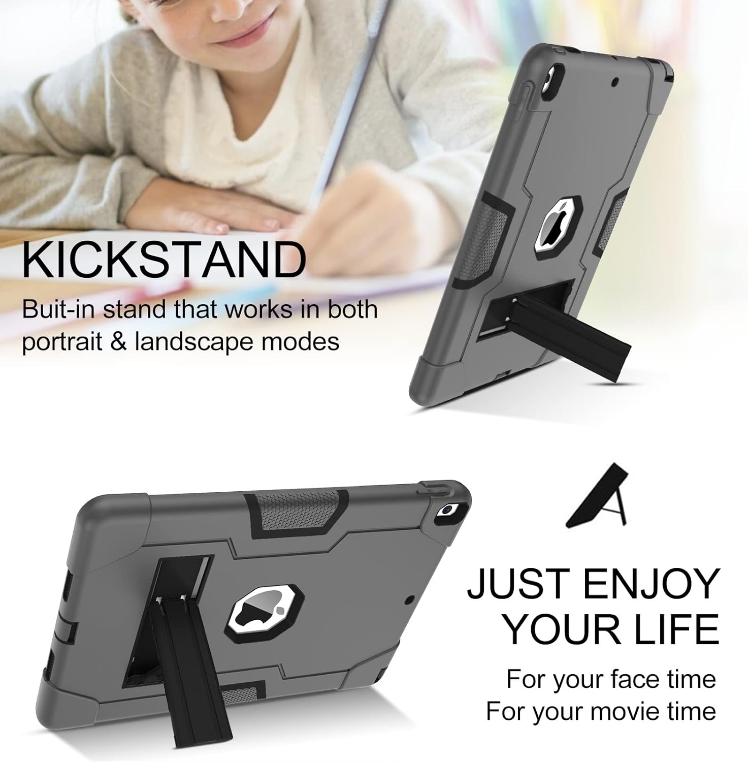 BENTOBEN for iPad Air 3rd Generation Case, iPad Pro 10.5" 2017 Case, 3 Layers Heavy Duty Rugged Shockproof Kickstand Protective Tablet Cover for iPad Air 3 10.5" 2019 /iPad Pro 10.5" 2017, Gray/Black