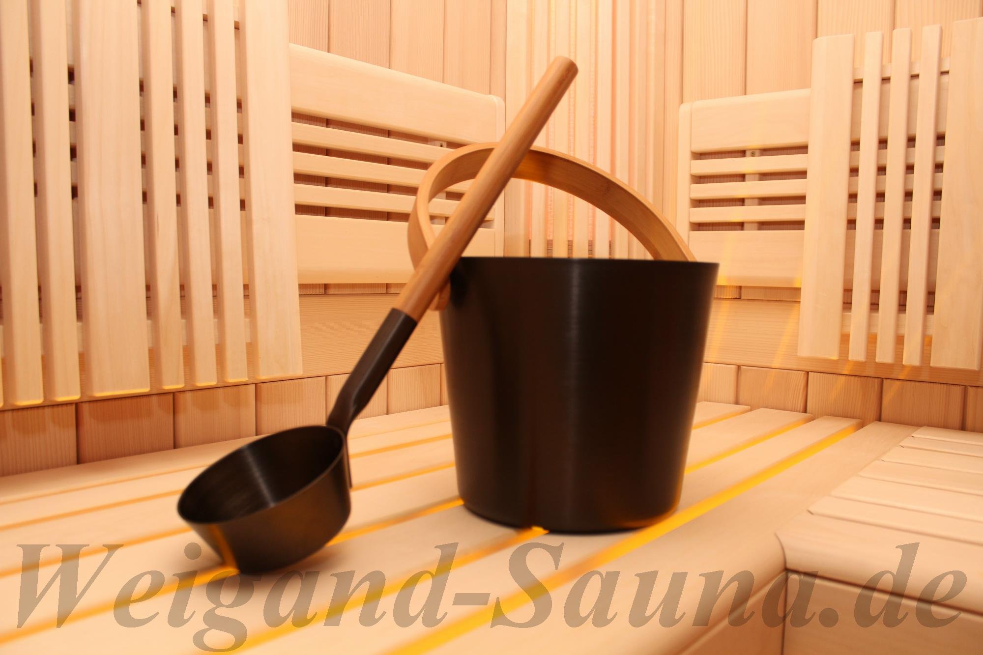 Rento Design Sauna-Schöpfkelle - Aluminium Ökologischer Bambus wärmebehandelt, Teerbraun Anthrazit