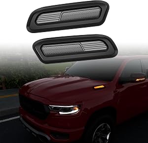 LED Hood Side Maker Light Compatible with 2019-2024 Dodge RAM 1500 Vent Scoop Light (No Rebel TRX RHO) Hood Vent Lamp Replacement for 2019-2024 Dodge RAM 1500 Accessories