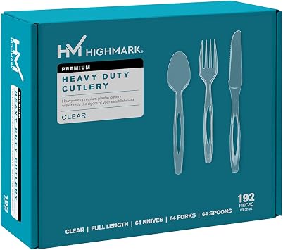 Highmark Heavy-Duty Plastic Cutlery, Clear, Pack Of 192 Utensils