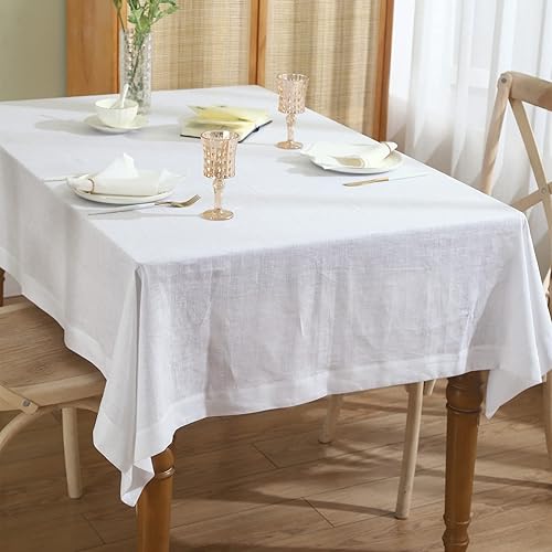 Miniatura 2 de Simple&Opulence Mantel 100% lino, 60 x 104 pulgadas, rectangular, paquete de 1 para cenas, fiestas, picnic, boda, reutilizable, lavable, duradero,