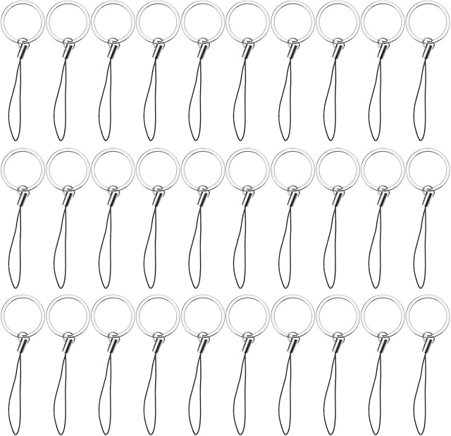 Sunmns Split Key Chain Rings with Nylon Lanyards cord for USB Flash Drive, MP3, MP4, Key Finder and ID Card Badge, 30 Pack