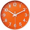 HZDHCLH Wall Clock 10 Inch Silent Non Ticking Quartz Modern Decorative Clock for Office Classroom Home Living Room Bedroom(orange)