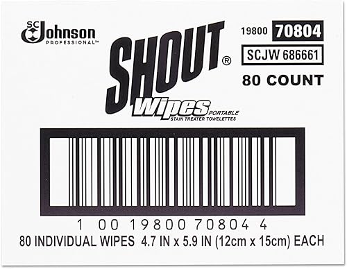 SC Johnson Shout 686661 Wipe & Go - Quitamanchas instantáneo, 4.7 x 5.9, 80 paquetes, paquete de 1