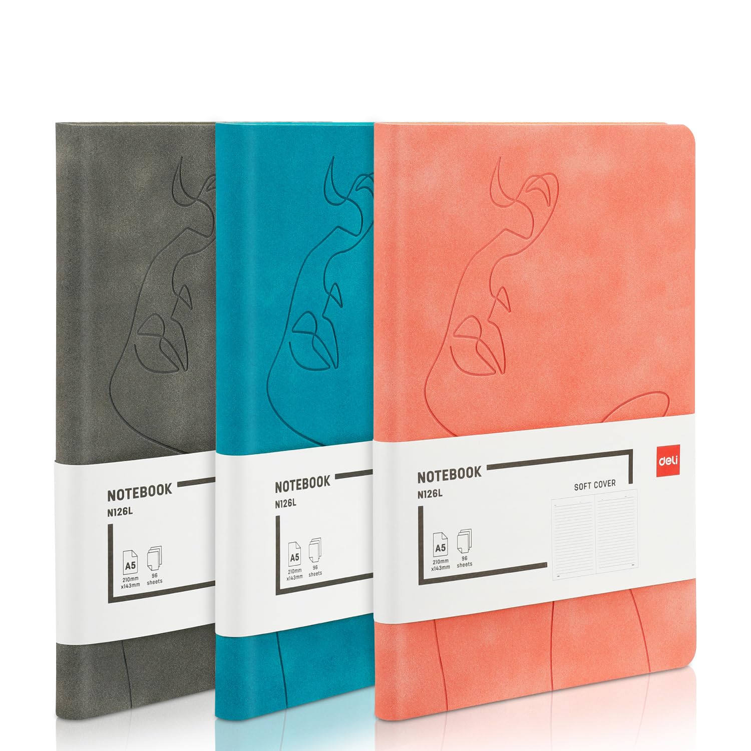 Deli Deri Kaplı A5 96 yp 80g Defter Çizgili Yeşil