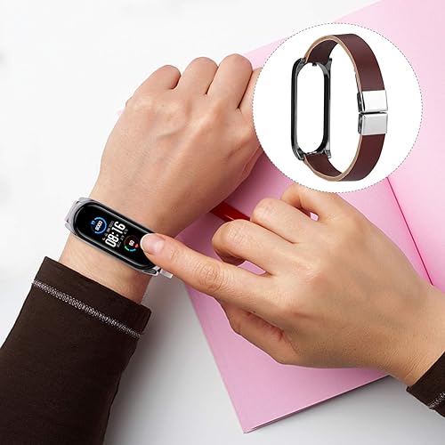 Miniatura 3 de UKCOCO 2 correas de repuesto para reloj Mi Band 5, correa de reloj de cuero, correa de reloj de repuesto, correa de reloj ajustable, correa de reloj