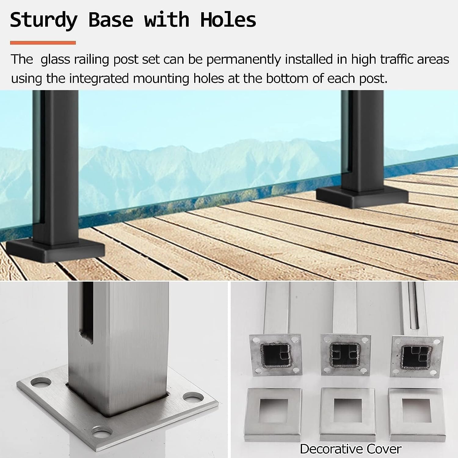 Ringhiera in acciaio inox per esterni, patio, balcone, piscina, terrazza, 85 cm, finitura nera, certificato CE, ideale per sicurezza e stile