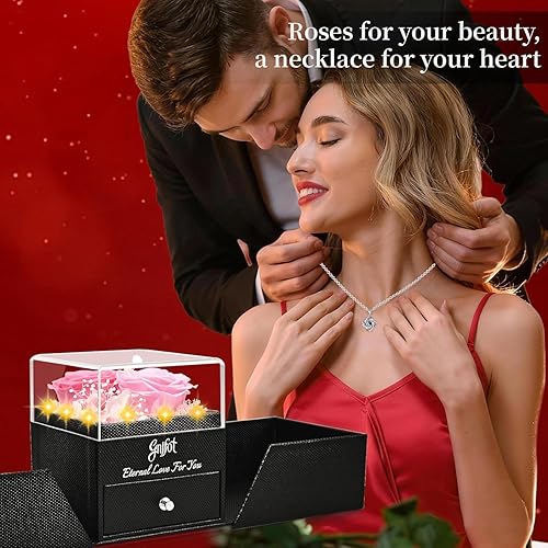 Miniatura 9 de 2 Preserved Rose Gift for Women - Eternal Rose with I Love You Necklace - Romantic Birthday Gifts for Girlfriend Mom Her Wife Grandma on Valentines
