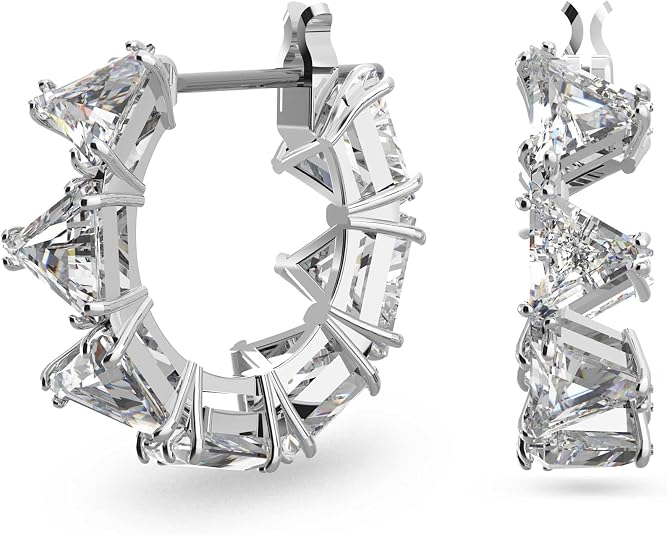Swarovski Matrix Hoop Earrings, Clear Crystals, Rhodium Finish