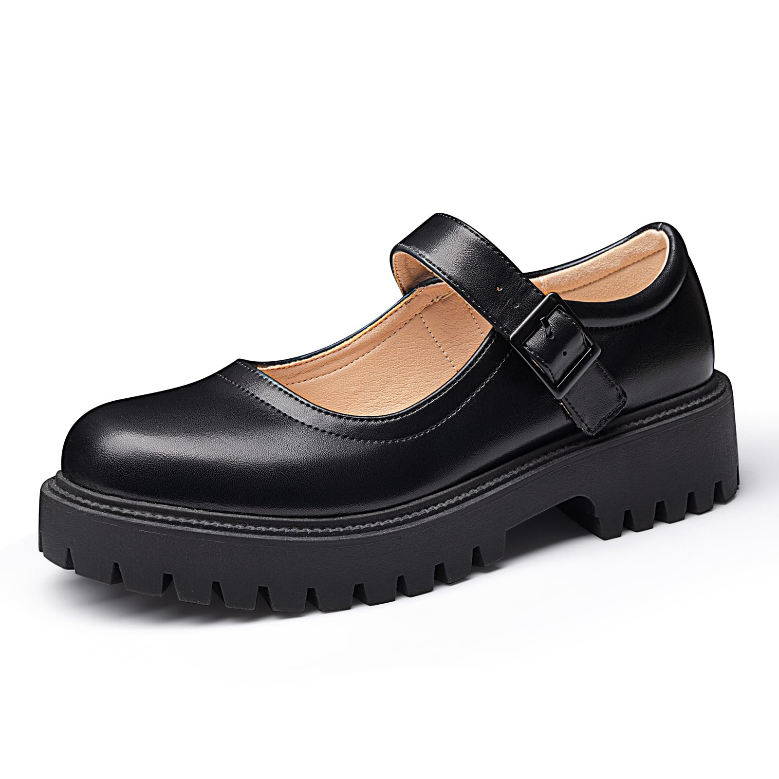 MUSSHOE Mary Jane Flats - Comfortable Round Toe Platform Loafers for Women Aged 15-35 - Casual & Dressy Style - 2025 Col