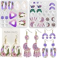 ResinWorld Geometric Moon Dangle Earrings Silicone Molds - 2pc Set for Epoxy Resin Jewelry Casting, Easy Demold
