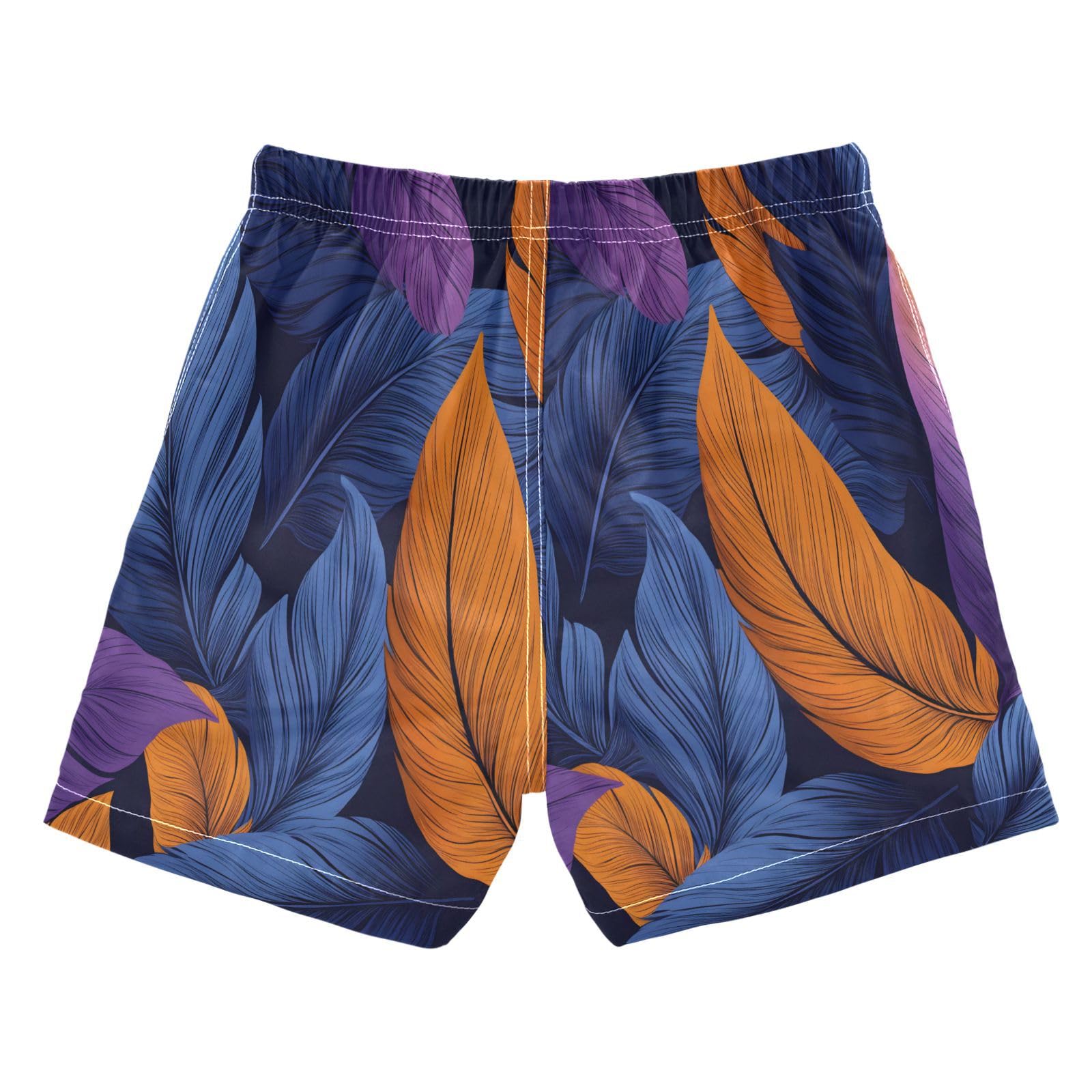 Boys Swim Trunks Toddler Swim Shorts Little Boys Swimwear Blue Orange Feather Bathing Suit Swimsuit
