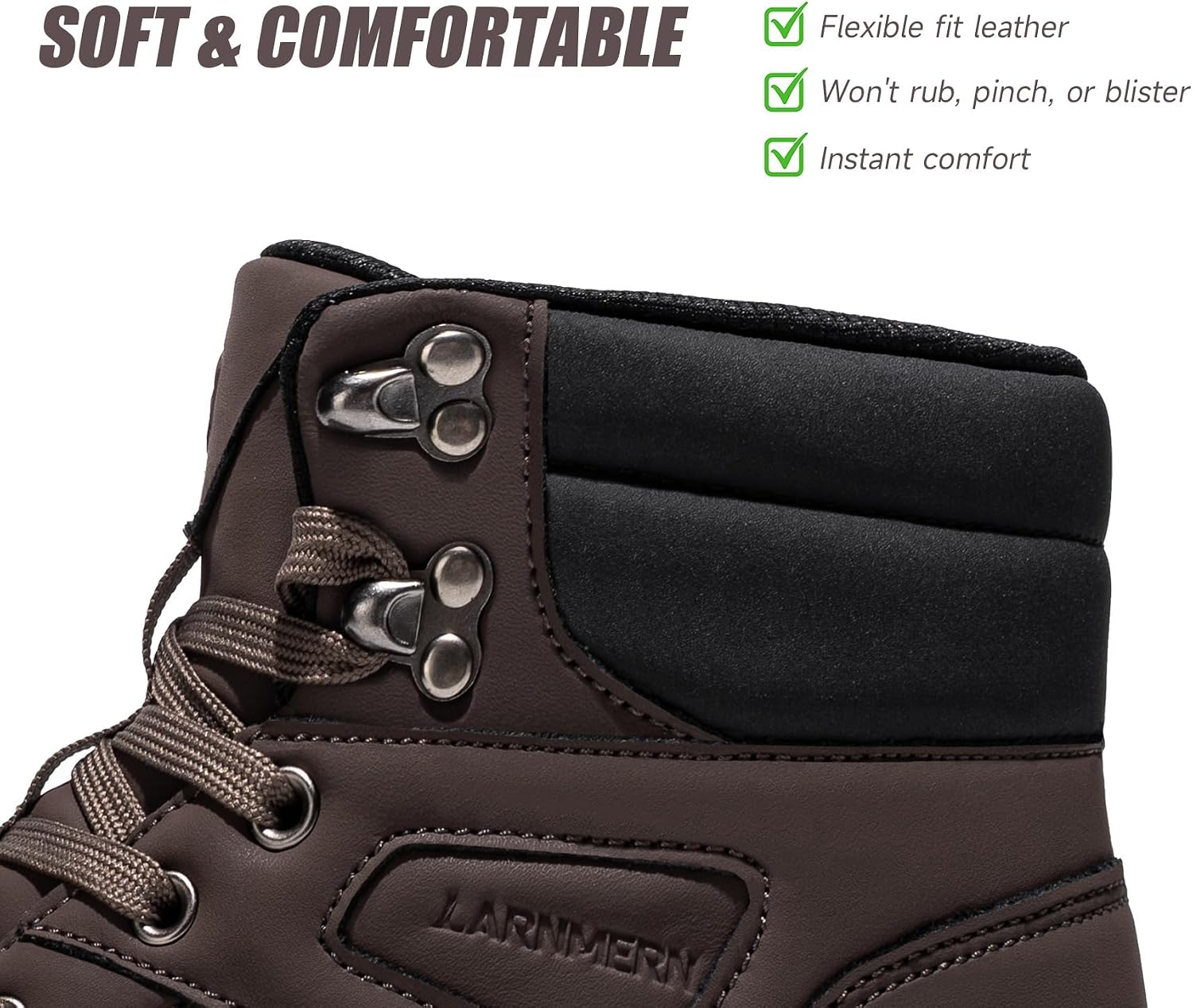 LARNMERN Steel Toe Work Boots Men Non Slip Waterproof Puncture Proof Shoes