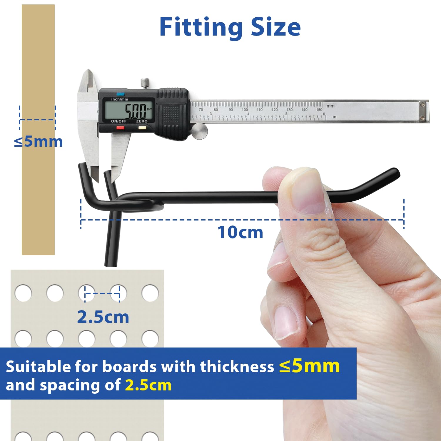 SANKESONG 20 PCS 10cm Metal Pegboard Hooks Heavy Duty - Image 2