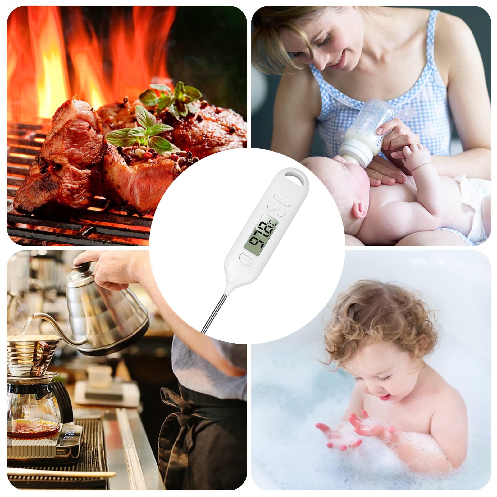 Termometro Alimenti Gentpovth Con Sonda 15cm - Per Carne, Forno, BBQ E Neonati, Range -50°C To 300°C - Foto 4