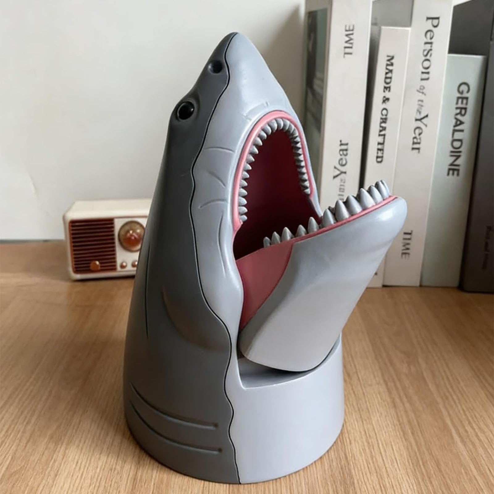 Seau à pop-corn requin 50e anniversaire, support à collation en forme de requin, seau de service réutilisable de qualité alimentaire, récipient de service familial, bol à pop-corn en plastique (1pcs)