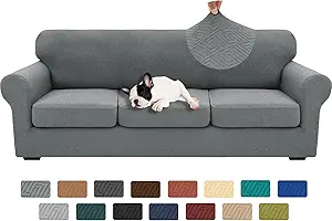 XINEAGE 2025 New 4 Pieces Extra Large Couch Covers for 3 Cushion Sofa Super Stretch Sofa Cover for 3 Large Seat Cushion Universal Slip Cover for Living Room (Light Gray), 91"-110"(3 Cushions)
