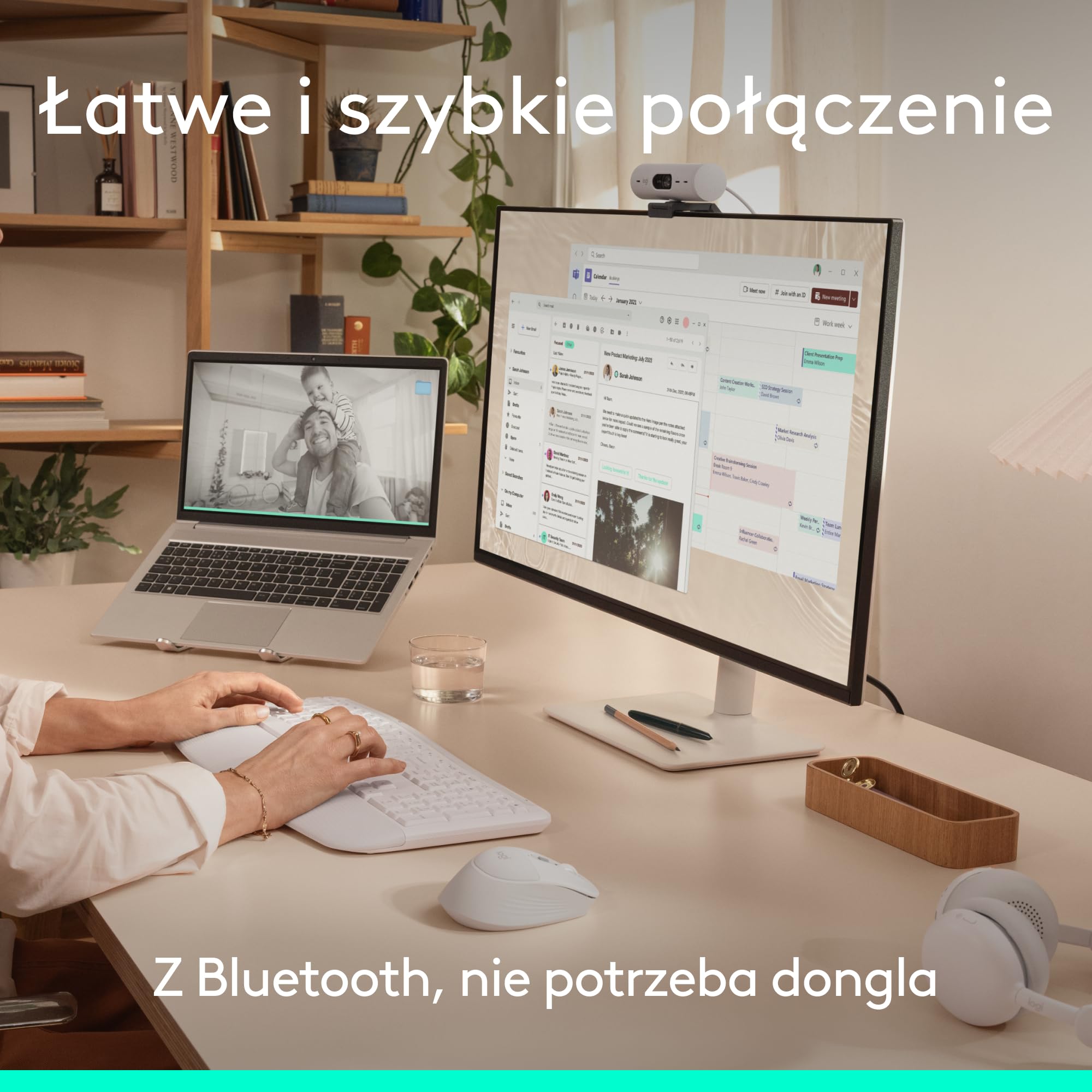 Logitech Signature Comfort Plus M850 L, bezprzewodowa mysz, mysz Bluetooth z poduszką na dłoń, bezdźwięcznymi kliknięciami, 24-miesięczną baterią, konfigurowalnymi przyciskami,Windows,Mac, iPad -Biały