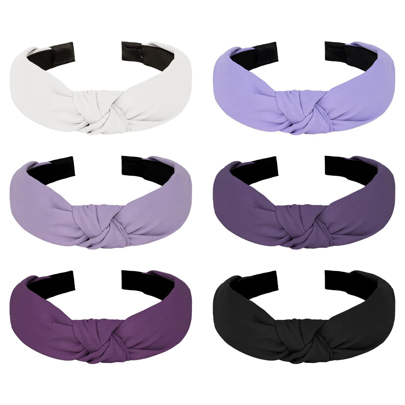 Amariver Knotted Headband for Women Non-slip Head Bands Top Knot Headbands Solid Colors Purple Headbands Fashion Hair Accessories for Women Girls