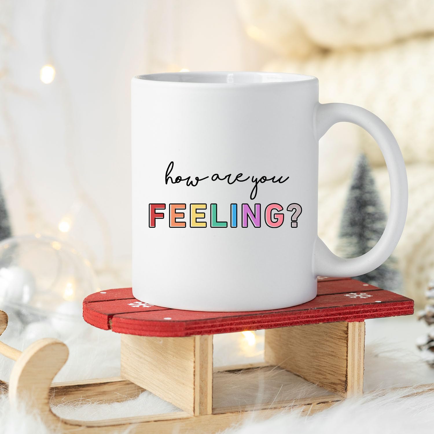 LNOKRIM Taza de café con texto en inglés "How Are You Feeling", taza de café con tabla de sentimientos de estado de ánimo, regalo para amigos, profesores, terapeutas, consejeros, taza de café de