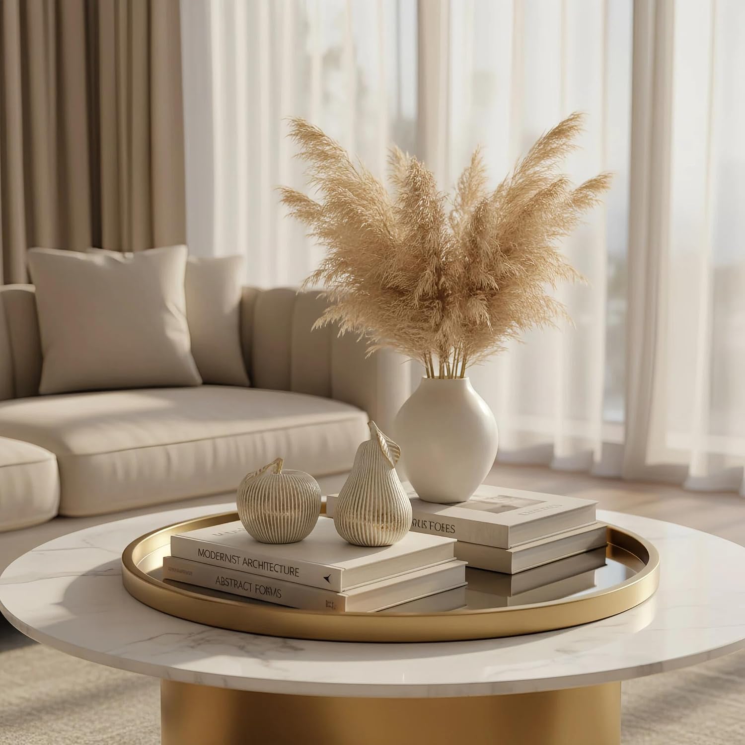 Gold Apple and Pear Decor Set,Retro Fruit Figurines Home Decor, Modern Decorative Ornaments for Living Room Office Desk Shelf Coffee Table, Unique Gift and Tabletop Accent