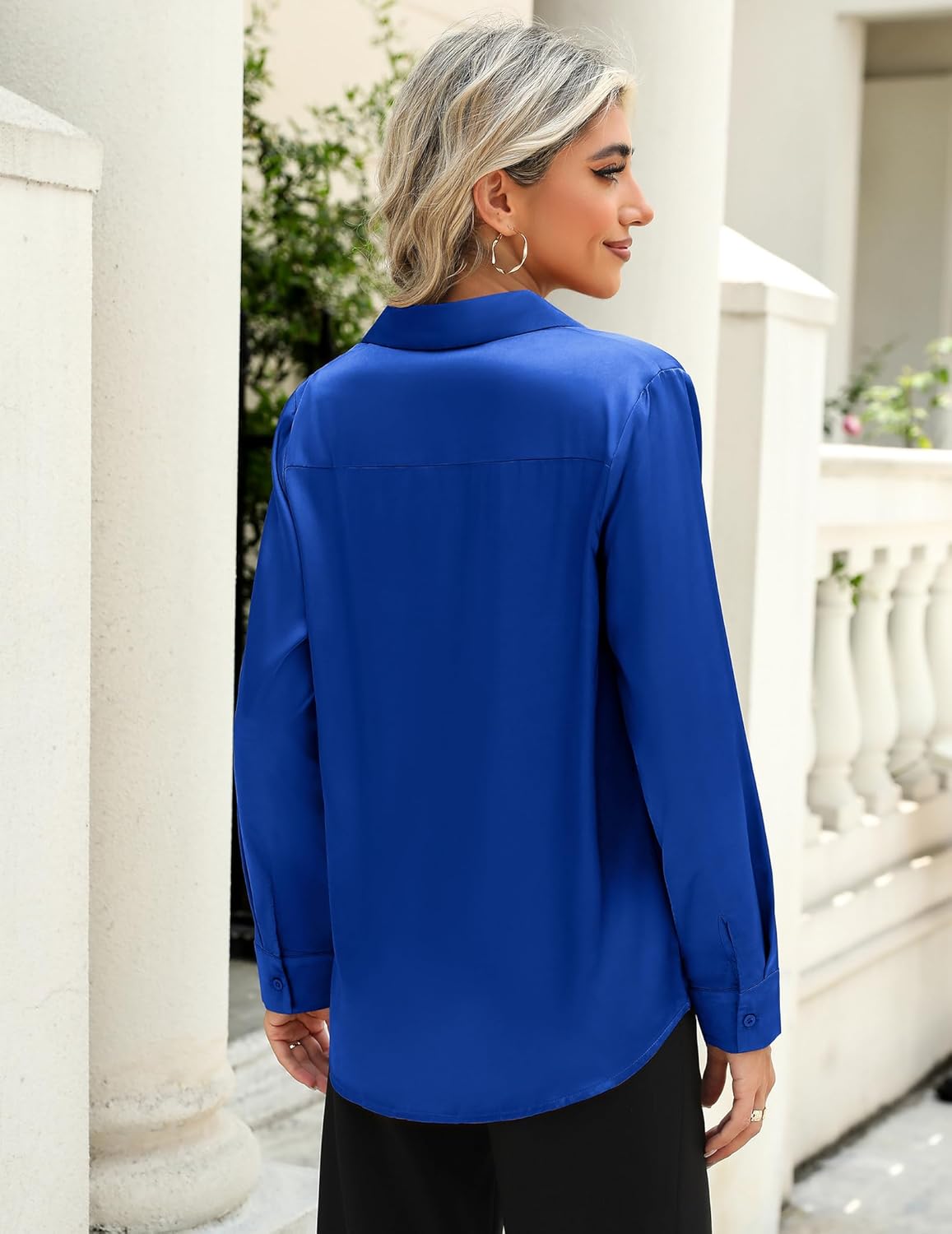 Zeagoo Satin Blouses for Women Casual Long Sleeve Button Down Silk Shirts Dressy Business Work Tunic Top - Image 6