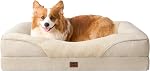 EHEYCIGA Lit de chien orthopédique moyen, 76x51x16cm Memory Mousse Dog Couch avec les côtés et liner imperméable, Sofa pour animaux avec couvercle amovible lavable et fond antidérapant, gris