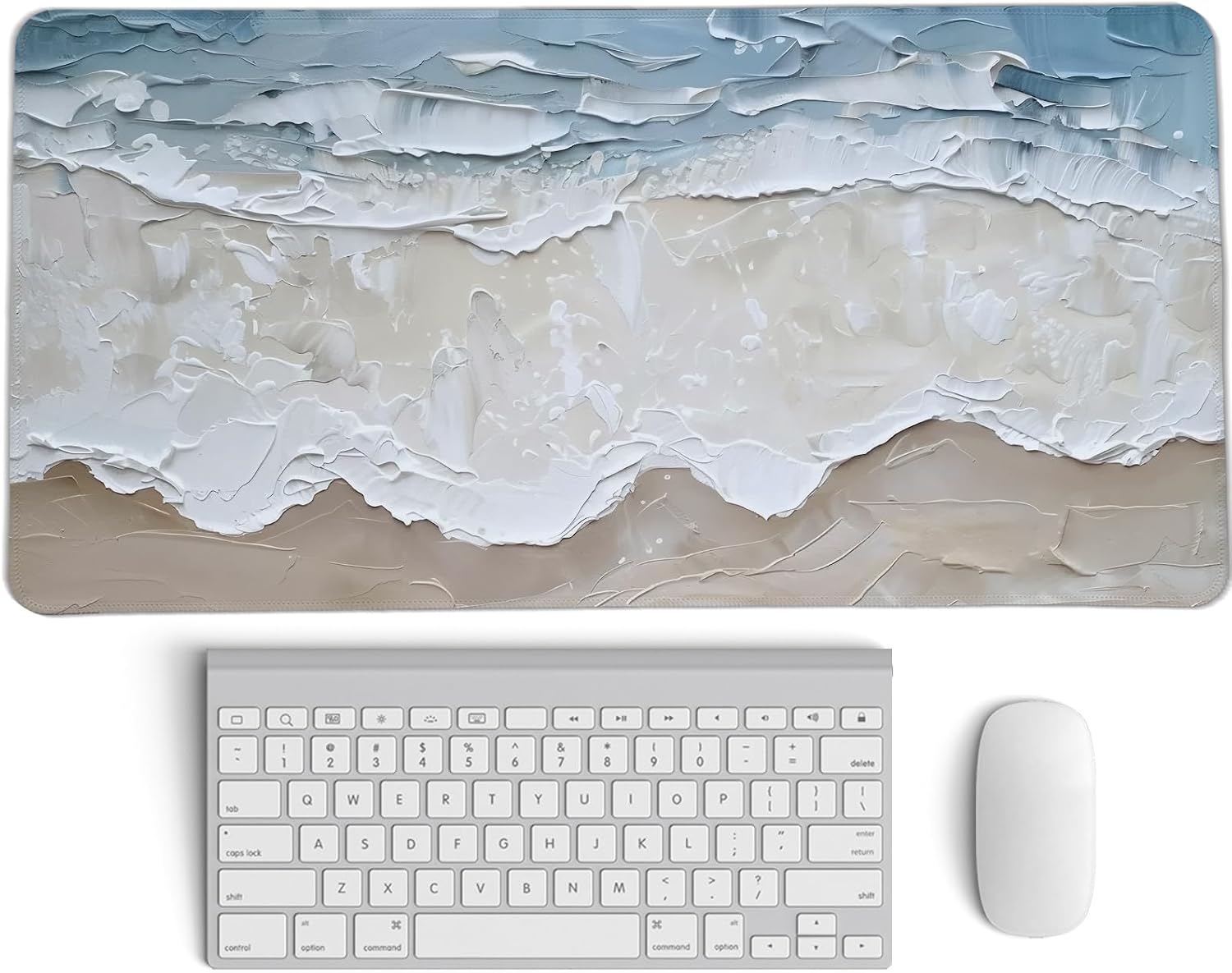 Blue Ocean Coastal Mouse Pad,Wave Mouse Pad,XL Large Ocean Beachy Desk Mat,Girly Summer Coastal Desk Pads,Summer Beachy Home Desktop Decor,23.6x11.8 Inch