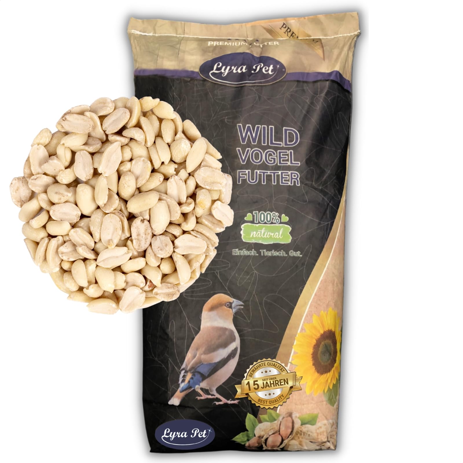 Lyra Pet® | 25 kg Erdnusskerne Splits | Neue Ernte | Ganzjahres Vogelfutter für Wildvögel | Reich an Proteinen & Nährstoffen | Schalenfreie, Geteilte Erdnüsse | Auch Ideal für Balkon & Terrasse | Wildvogelfutter Ganzjährig - Nährstoffreiches Streufutter -