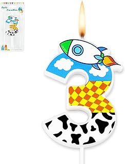 Cartoon Story Birthday Candle Blue Sky White Cloud Rocket Candle Toy Theme Birthday Party Supplies (Number 3)