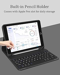 Keyboard Case for iPad 9th Generation 2021 10.2 Inch, Detachable Wireless Rechargeable Keyboard for iPad 8th/7th Gen, Slim Folio Stand Cover with Pencil Holder for iPad Pro 10.5" / iPad Air 3rd Gen