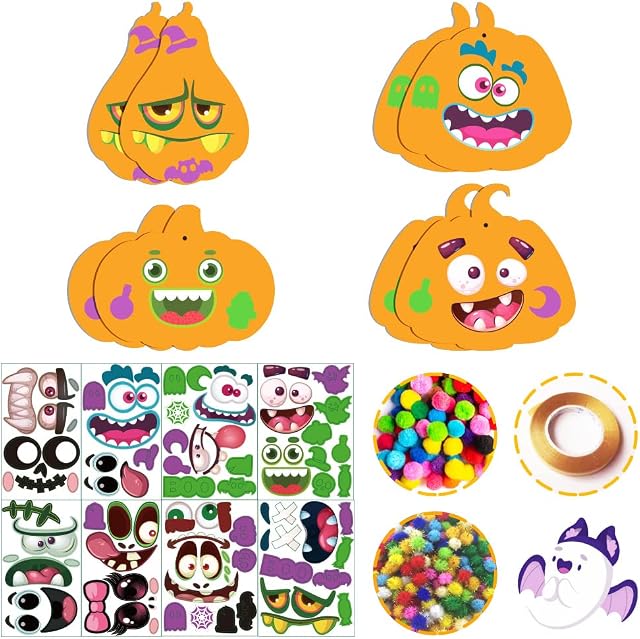 Fancy Daily Halloween Crafts for Kids for Foam Pumpkins Craft Halloween Cute Pumpkin Face Stickers for Halloween Activities Kids Party Decorations