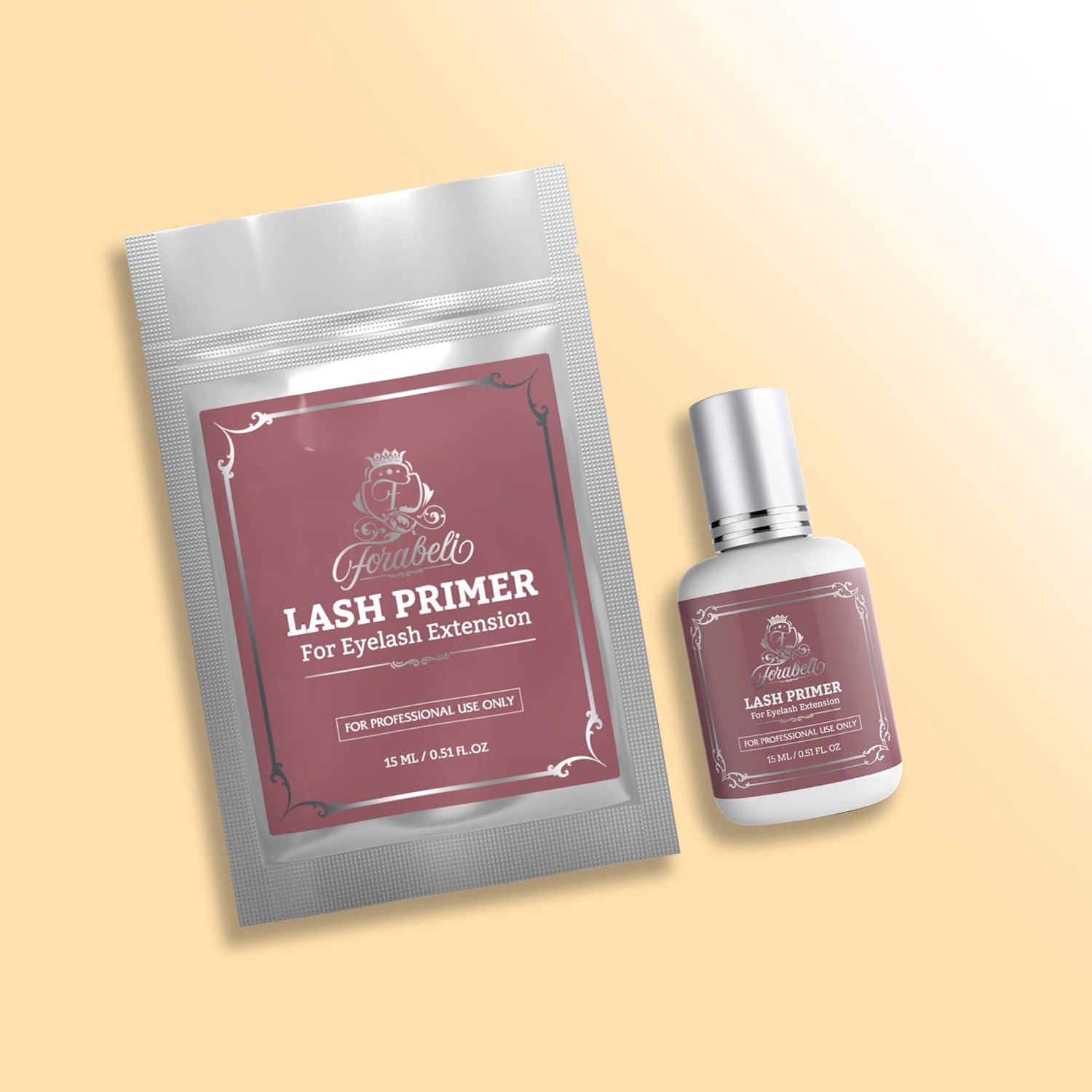 Lash Primer Rose for Eyelash Extensions 15 ml Forabeli | Increase Adhesive Bonding Power for Better Retention | Protein Oil Remover | Pre treatment for Individual Semi Permanent Extension Glue Supplies : Beauty & Personal Care