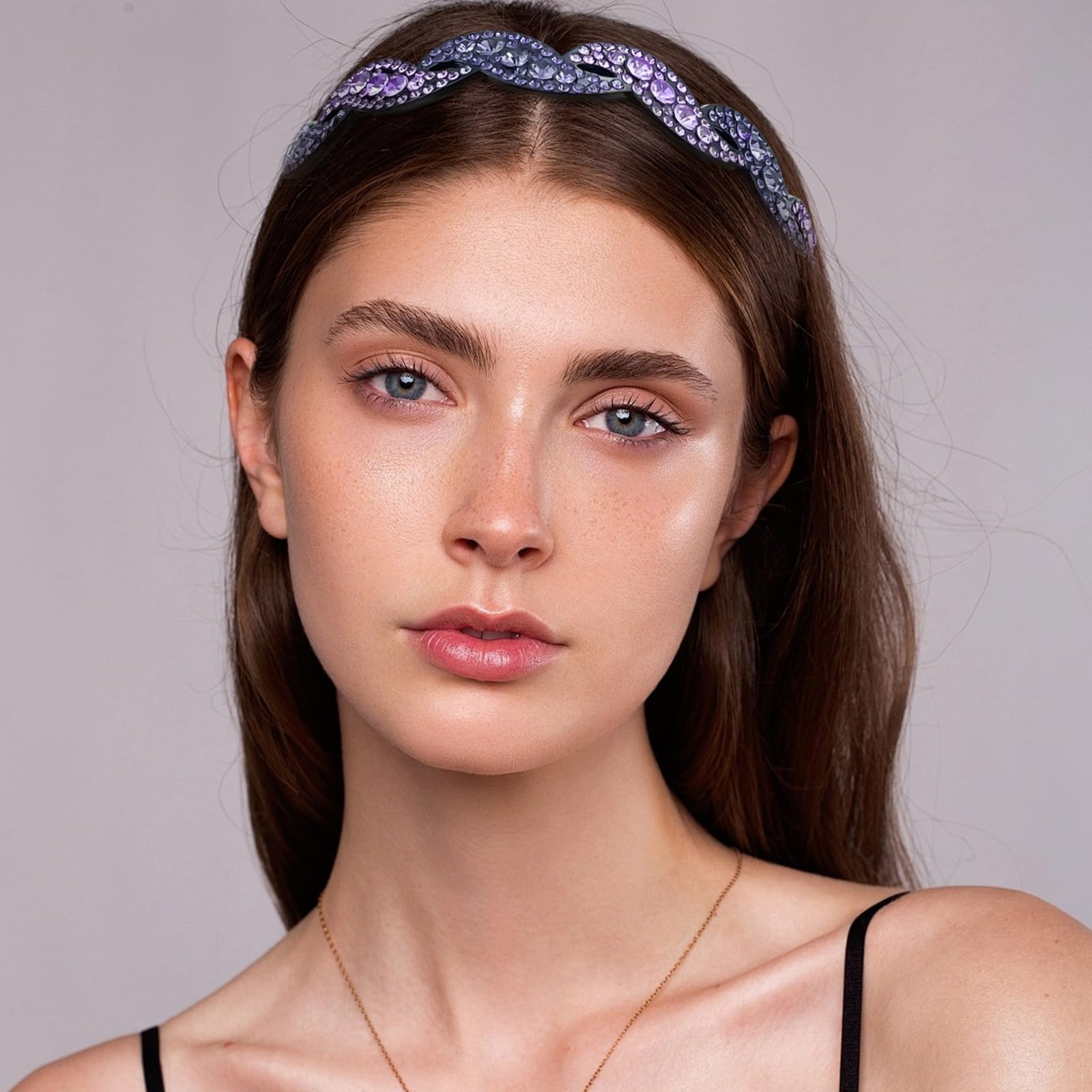 Women Headbands Plastic Crystal Rhinestone Non Slip Wavy Hair Accessories Amazon.com : Yeshan Rhinestone and Crystal Headbands For  main image 2