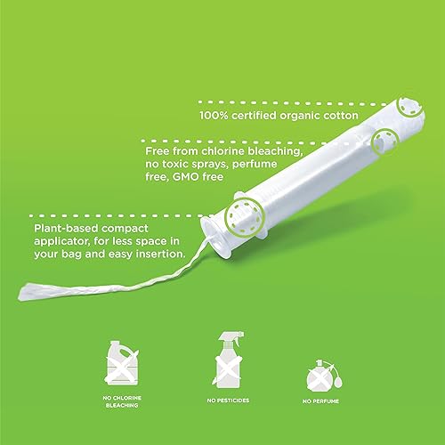 Miniatura 2 de Oi Iniciativa orgánica - Tampones  Absorción regular  Algodón orgánico sin perfume  Sin toxinas, sin BPA, aplicador biocompacto a base de plantas